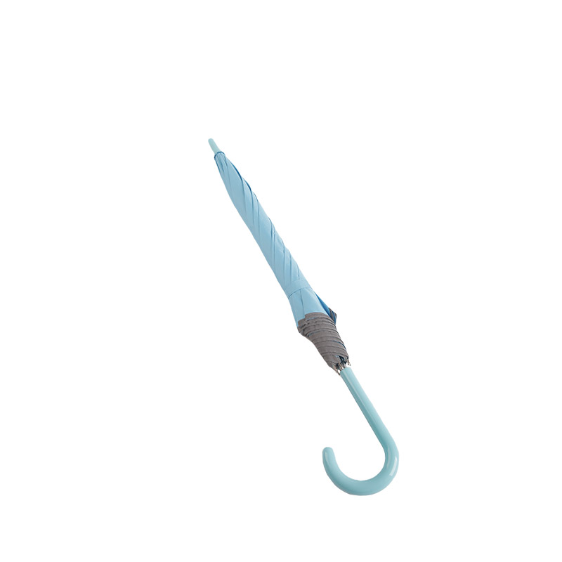 Lille frisk lyseblå pongee, med reflekterende strimmel lige paraply-0E6B0037