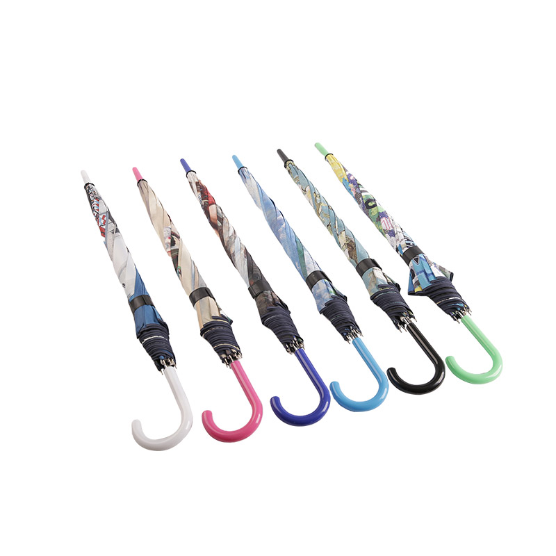 Landskabsmaleri print Pongee med sort belagt lige paraply-0E6B0080