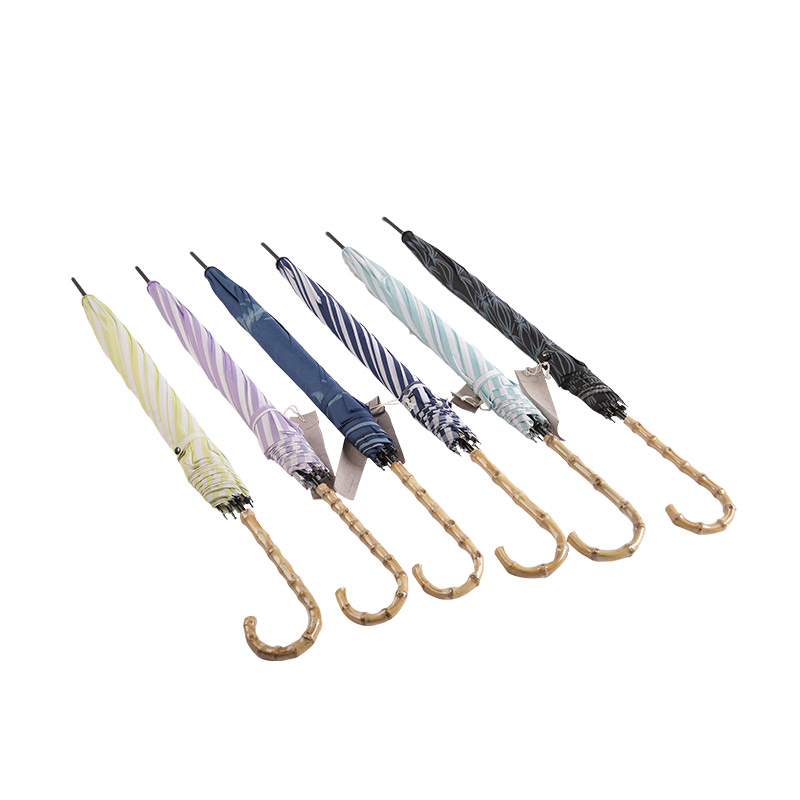 Ungdoms blå striber pongee med UV-belagt lige paraply-0E6B0129