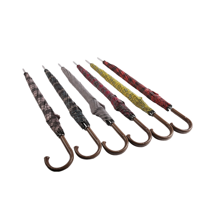 Rød Plaid Student Spirit Polyester Lige paraply-0E6B0329