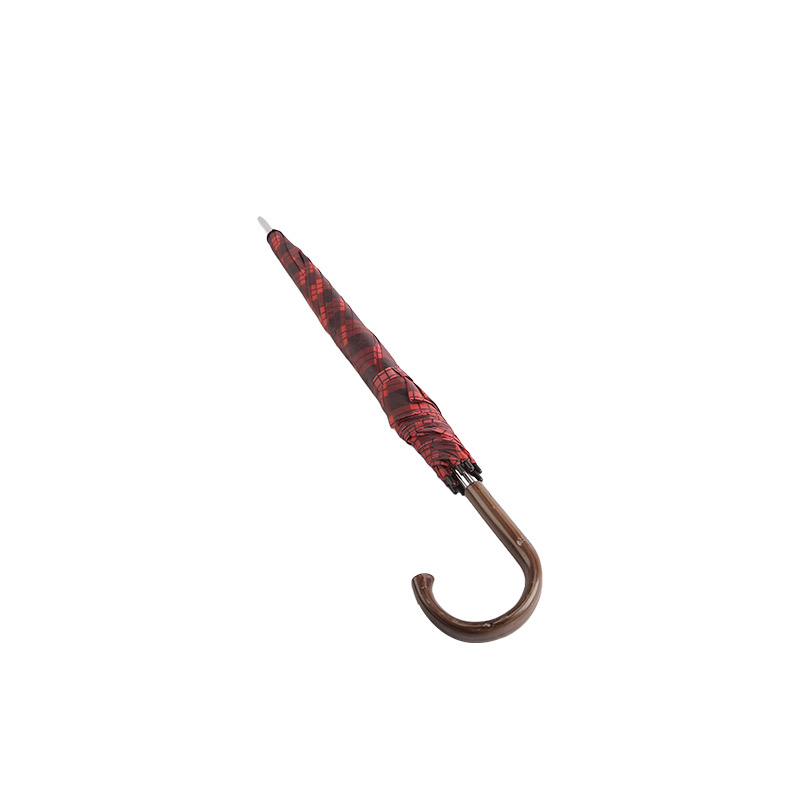 Rød Plaid Student Spirit Polyester Lige paraply-0E6B0329