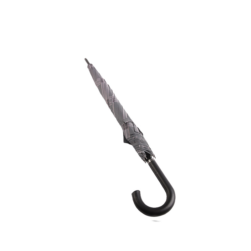 Mørkegrå ternet Pongee Straight paraply-0E6B0351