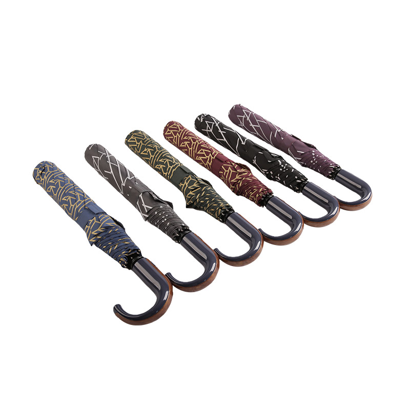 Geometriske mønstre Pongee To-fold paraply-0E6B0412