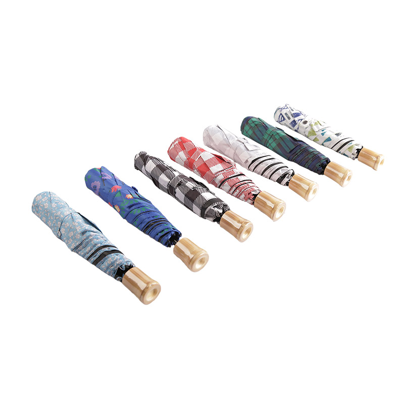 Mini Multiple Patterns Pongee med belagt tre-fold paraply-0E6B0423