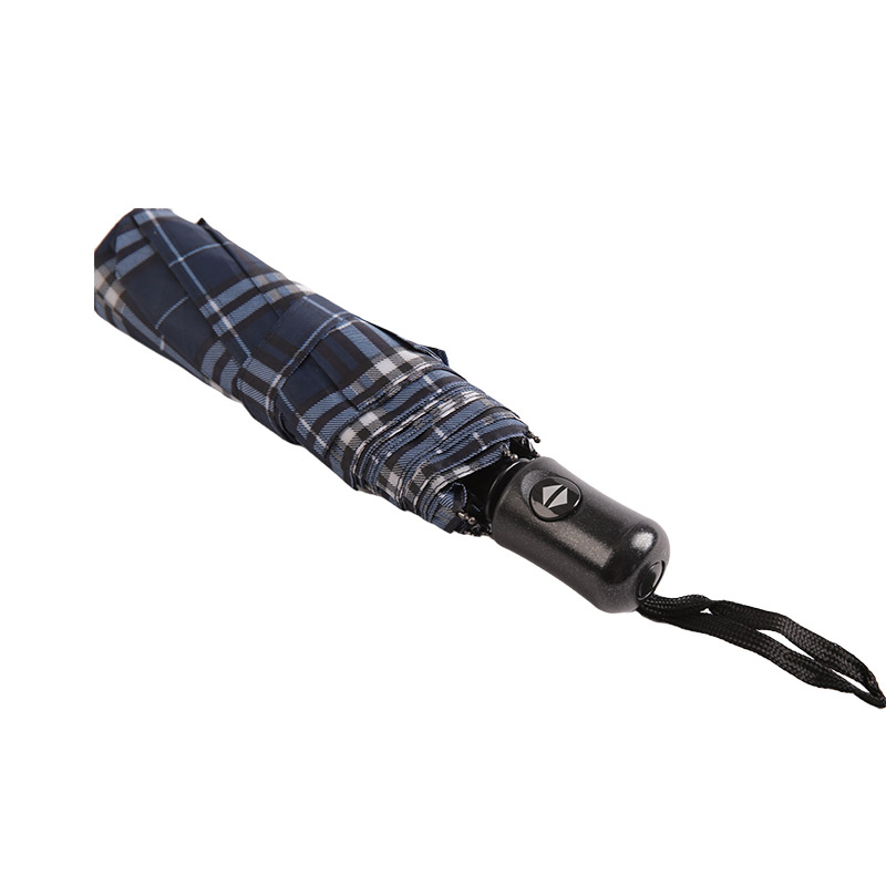 Stribet gitter Shrink Pongee Tre-fold paraply-0E6B0432