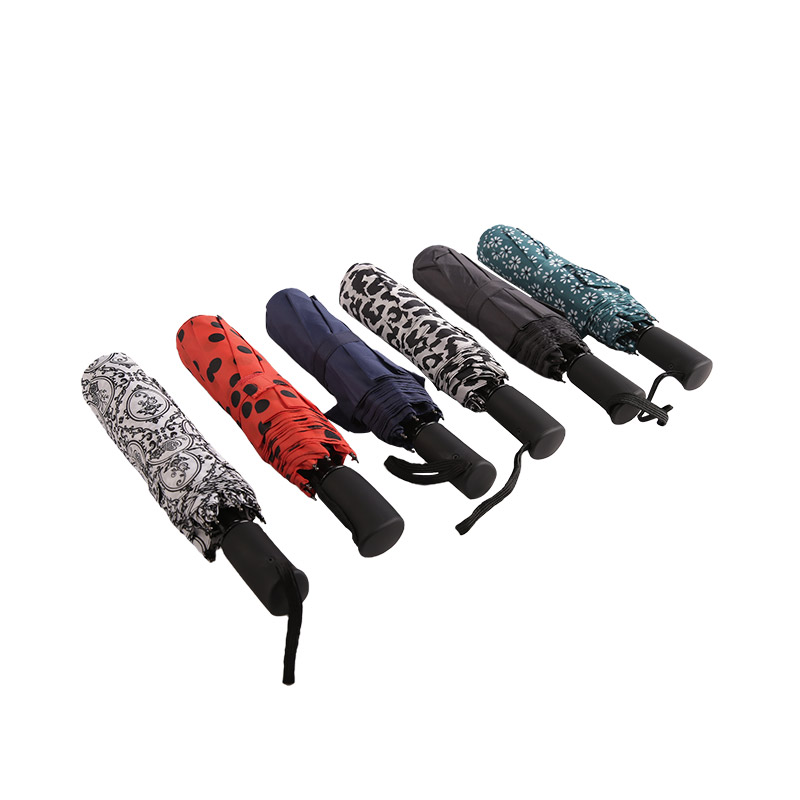 Green Fresh Floral Pongee Tre-fold paraply-0E6B0512