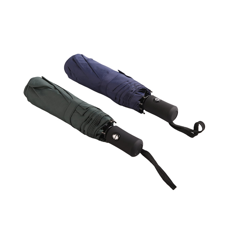 Pure Blue Uv Protection Pongee Tre-fold paraply-0E6B0550