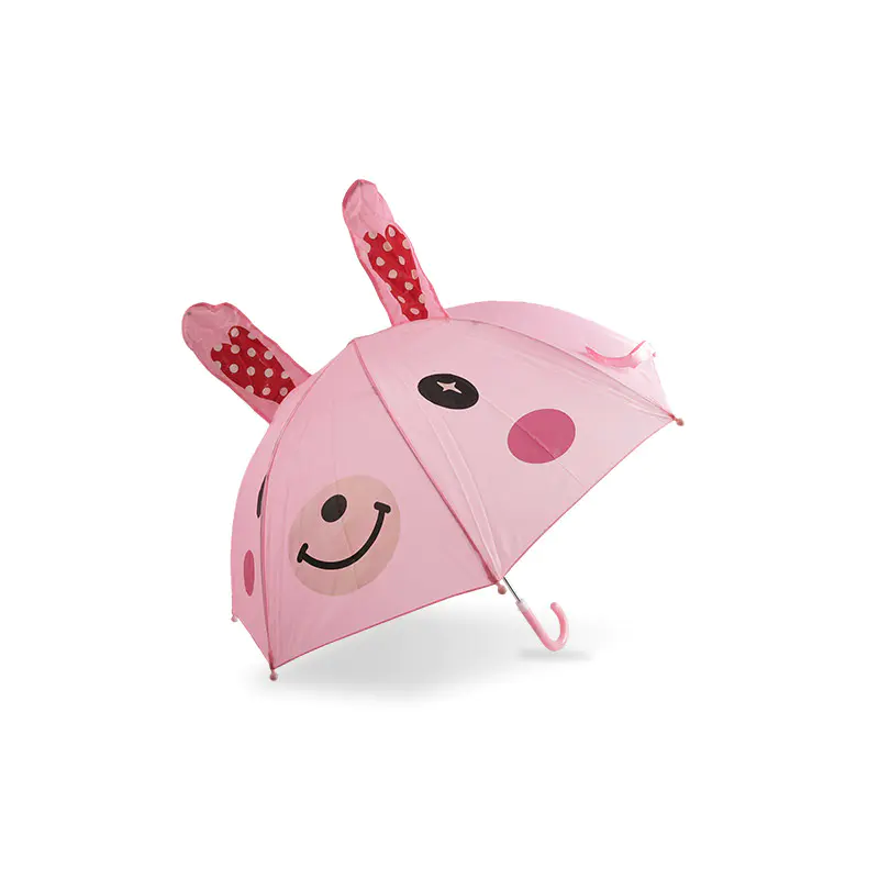 Pink Cute Bunny Bear Polyester børneparaply-0E6B0672