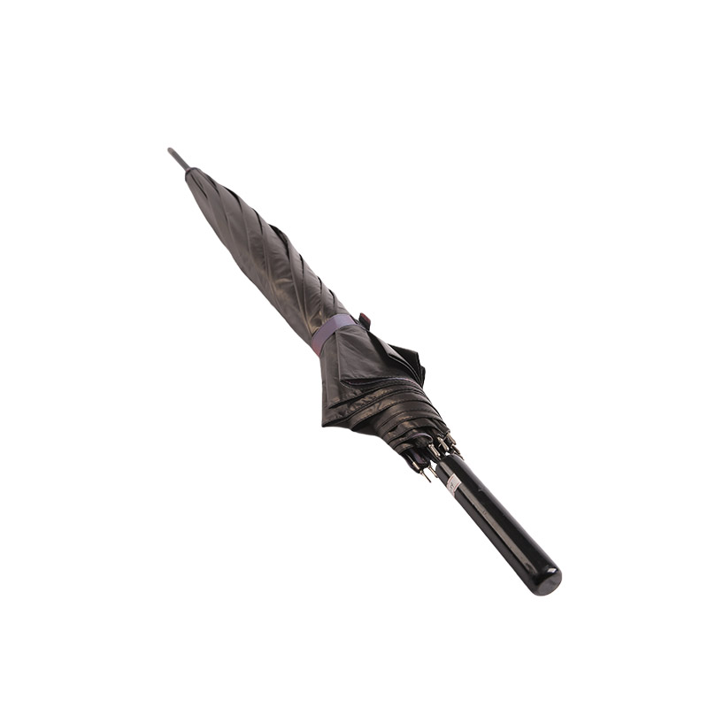 Sort Xibe type pongee med sort coated+polyester lige paraply-0E6B0698