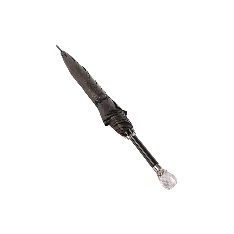 Pongee med håndtag i atmosfærisk kvalitet med sort belagt lige paraply-0E6B0733